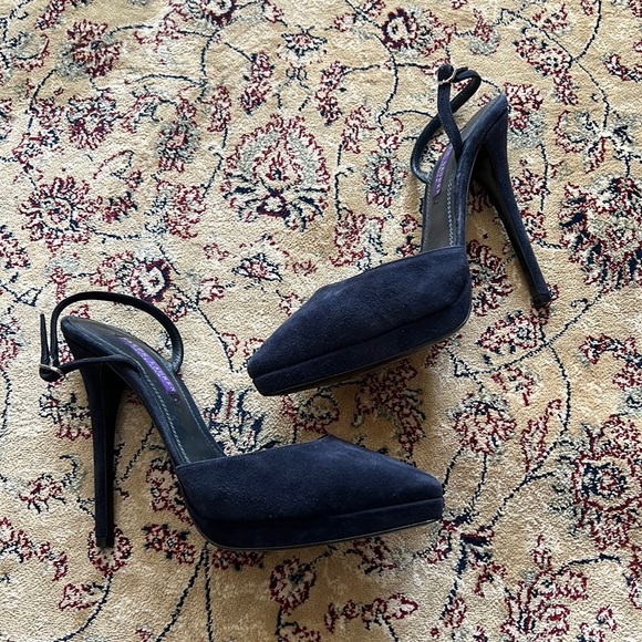 Ralph Lauren Purple Label Shoes - Ralph Lauren Purple Label Collection Blue Suede Slingbacks